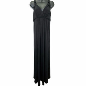 Karen Kane Womens S Maxi Dress Empire V Neck Sleeveless Braided Straps Black